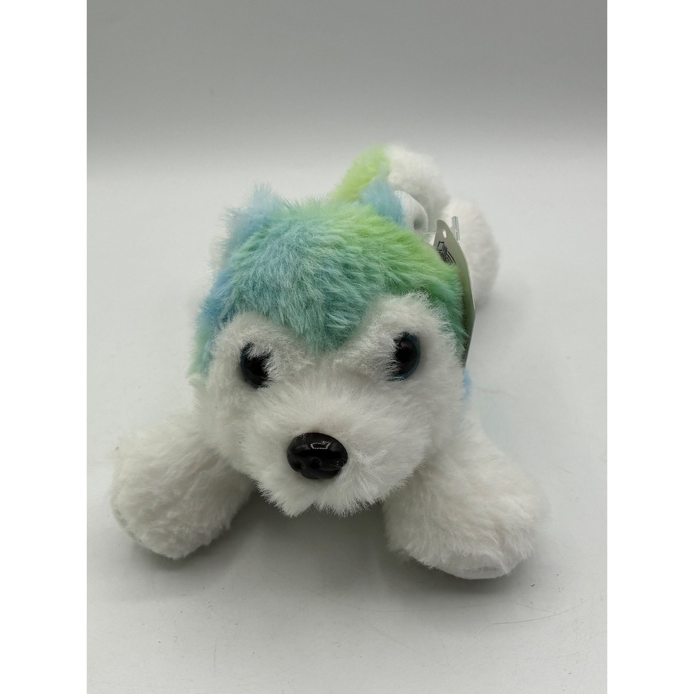 Alaska Outpost Alaska Buddies Husky Plush Tie Dye Blue Green White Souvenir